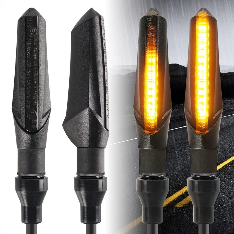 evermotor Motorcycle Turn Signals Lights Running Light Indicators 4 Pieces Universal Mini LED E-MARK Flowing Turn Signal Lights Waterproof IP67 - Image 1
